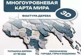 Деревянная карта мира 3D настенная, Горно-Алтайск, 8 058.00 ₽, Горно-Алтайск